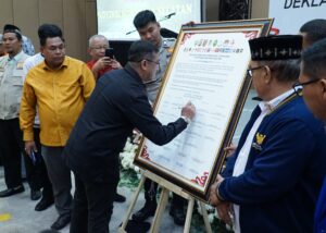 Sekda Sumsel Tanda Tangani Deklarasi Damai Pemilu 2024