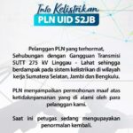 Listrik Tiga Provinsi di Sumatera Serentak Padam