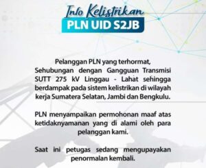 Listrik Tiga Provinsi di Sumatera Serentak Padam