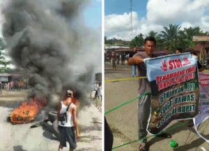 Protes Tambang Emas, Warga Blokir Jalinsum dan Bakar Ban di Muratara