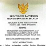 Muba Tetapkan Status Siaga Darurat Asap, Waspadai Karhutla Hingga November