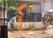 Pipa Gas Bocor di Plaju Semburkan Api, Warga Panik Saat Galian Parit Terbakar