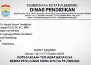 Disdik Palembang Keluarkan Surat Edaran “Waspada” Penculikan