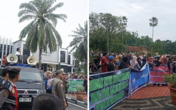 Konflik Pengelolaan Pasar Kalangan, Warga Gunung Megang Geruduk Kantor Bupati Muara Enim