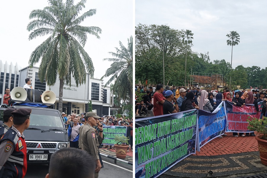 Konflik Pengelolaan Pasar Kalangan, Warga Gunung Megang Geruduk Kantor Bupati Muara Enim